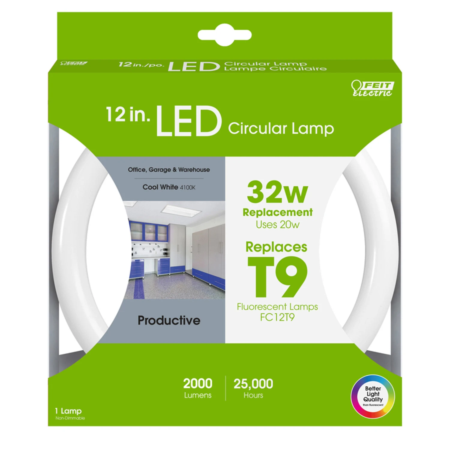 LED Circular Lamp, Cool White, 12-In., 20-Watts