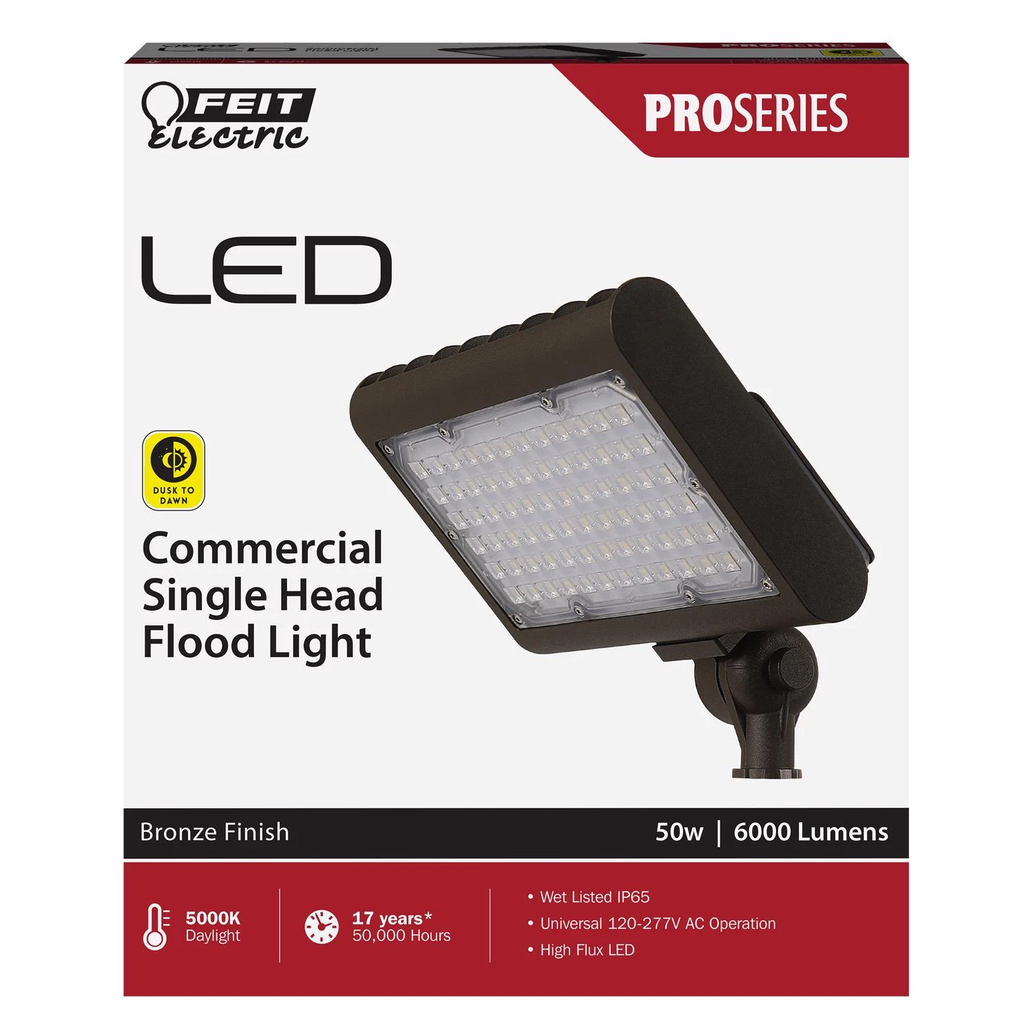 Pro Series 50-watt Hardwired Led Bronze Floodlight, 6000 Lumens, 8.5-inch