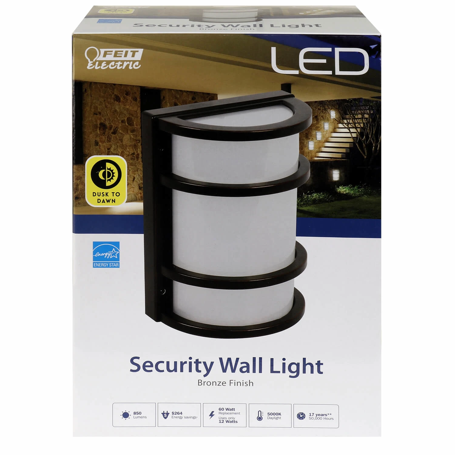 12-watt Dusk To Dawn Bronze Led Security Wall Light, Model 73702
