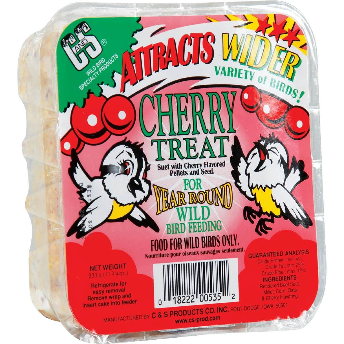 11.75 Oz. Cherry Treat Suet Cake For Wild Birds