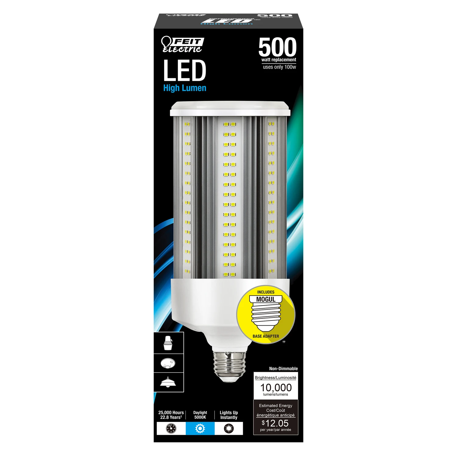 Feit Corn Cob E26 (Medium) LED Bulb Daylight 500 Watt Equivalence 1 pk