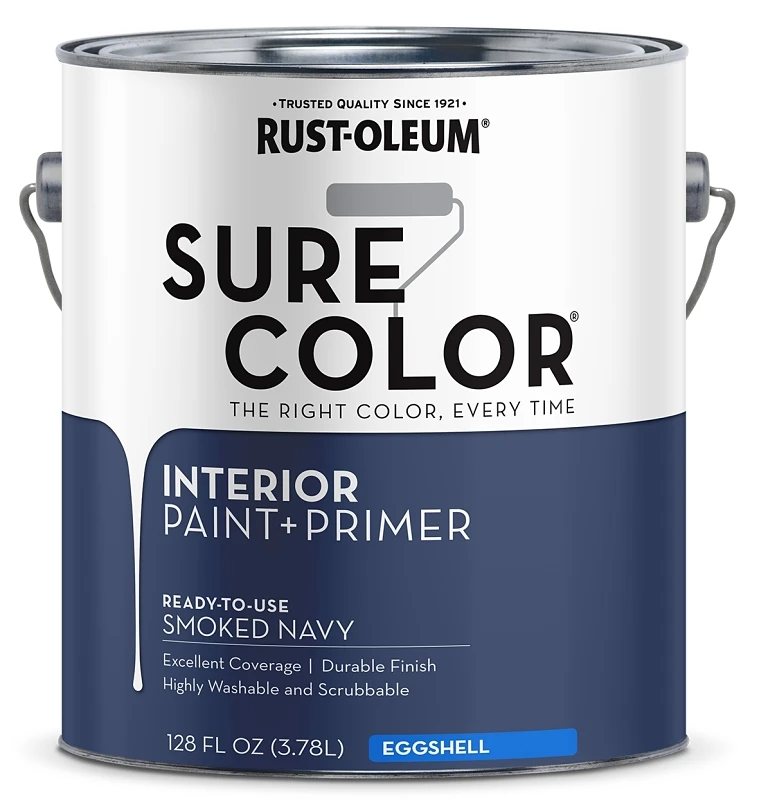 Sure Color Interior Wall Paint and Primer Eggshell Finish Smoked Navy 1 Gallon