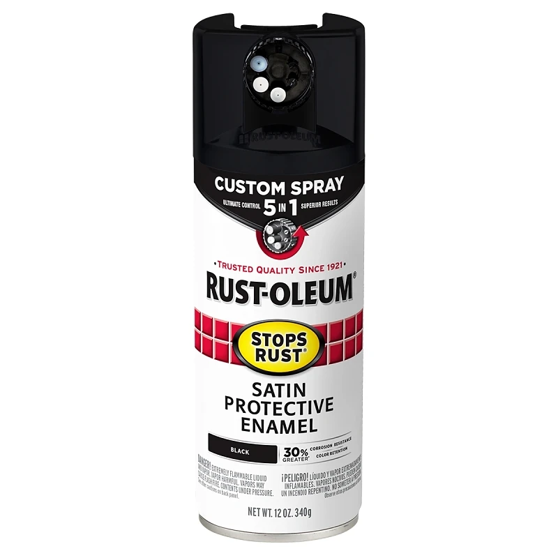 Stops Rust 12 Oz. Custom Spray 5-in-1 Satin Spray Paint, Black