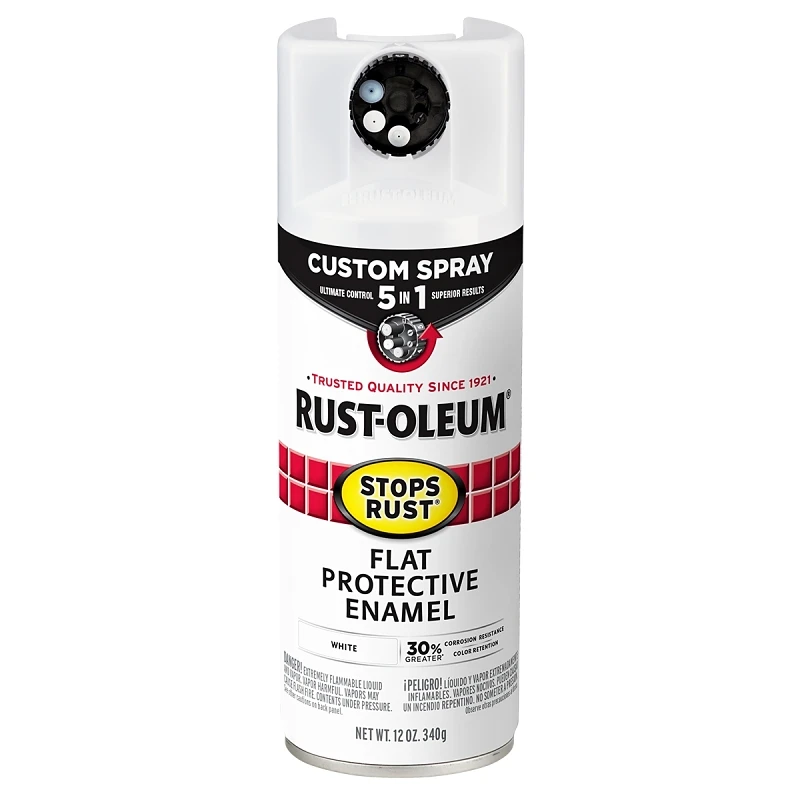 Stops Rust Custom Spray Paint 5-in-1 Rust Preventative Flat White 12 Ounce Can
