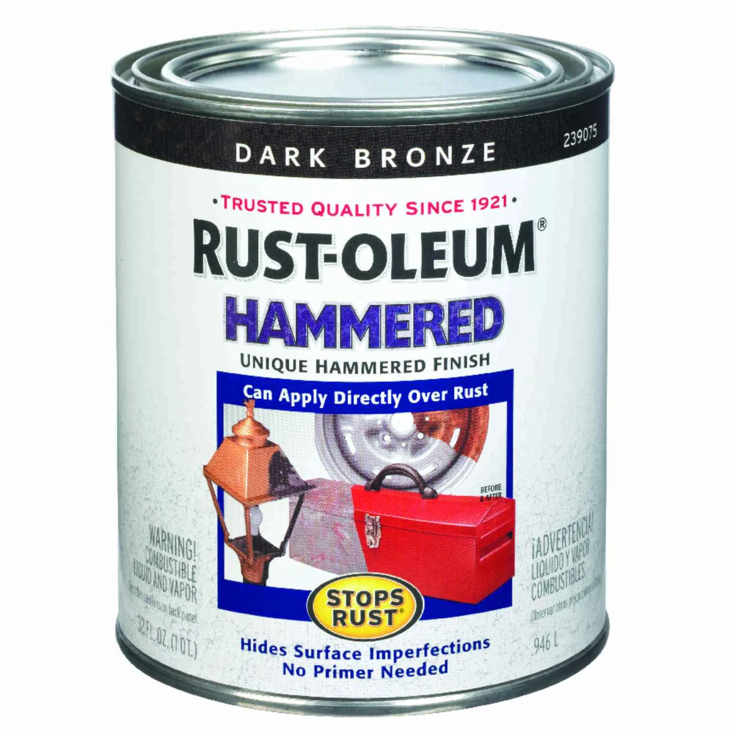 Stops Rust Hammered Paint, Dark Bronze, 1 Quart Protective Enamel