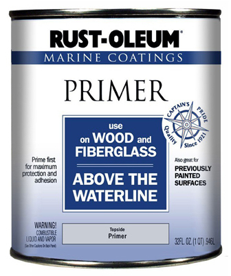 Marine Coatings Flat Primer For Wood & Fiberglass, White, 1 Quart