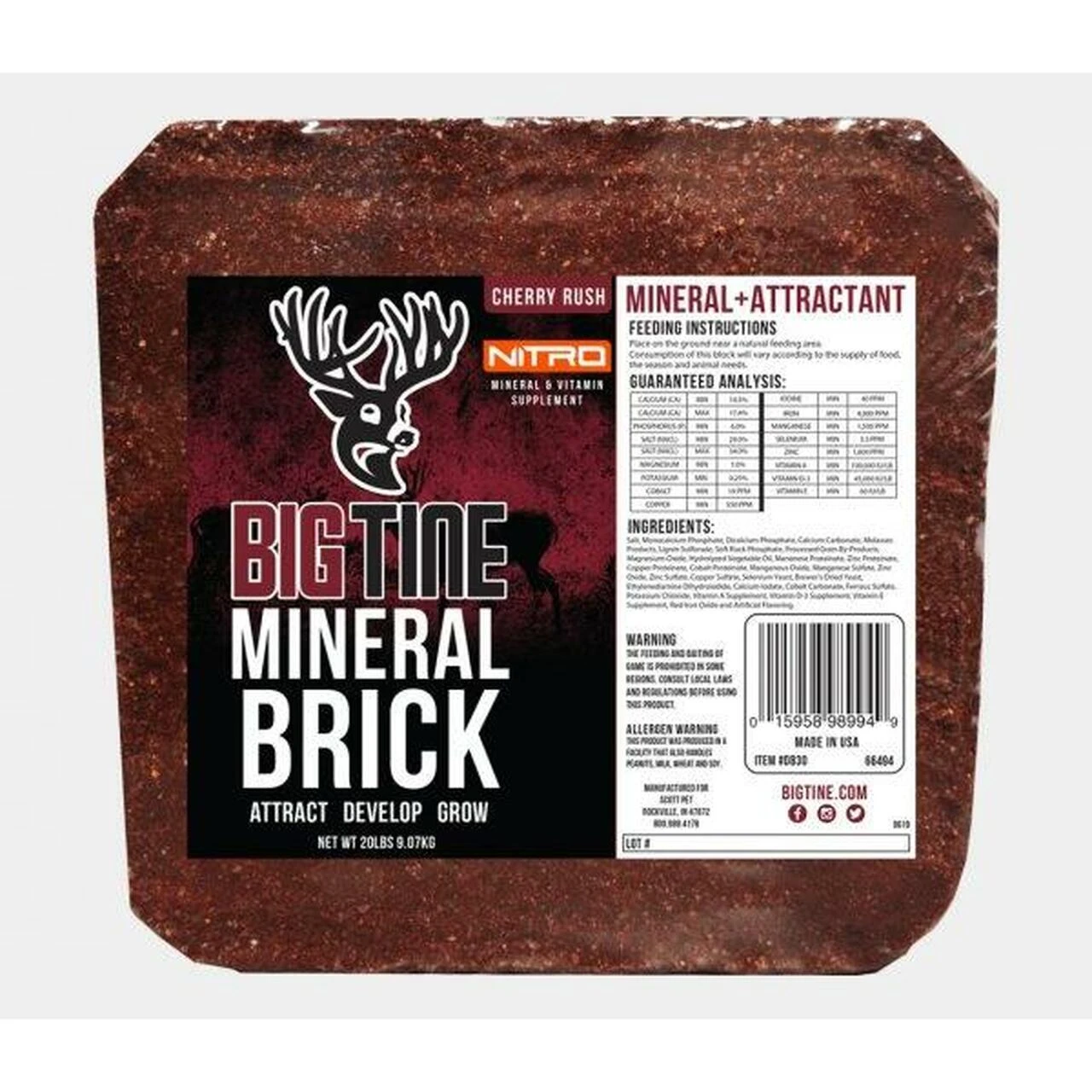 Cherry Rush Mineral Brick, 20 Lbs, Model Db30 For Whitetails