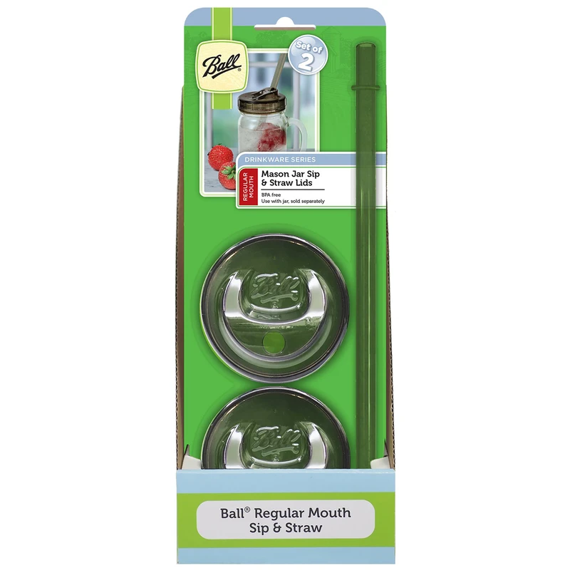 Sip N Straw Lids, Fits Regular Mouth Mason Jars, 4-Pk.