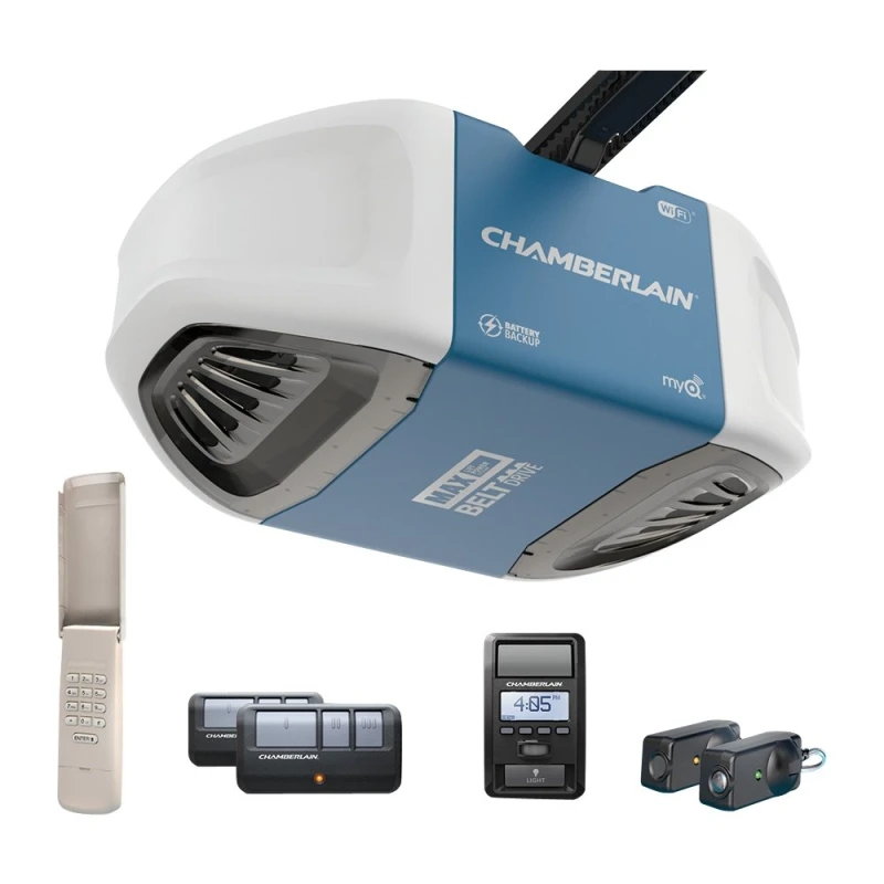 Smart Wi-fi Garage Door Opener, 1-1/4 Hp, Belt Drive With Battery Backup