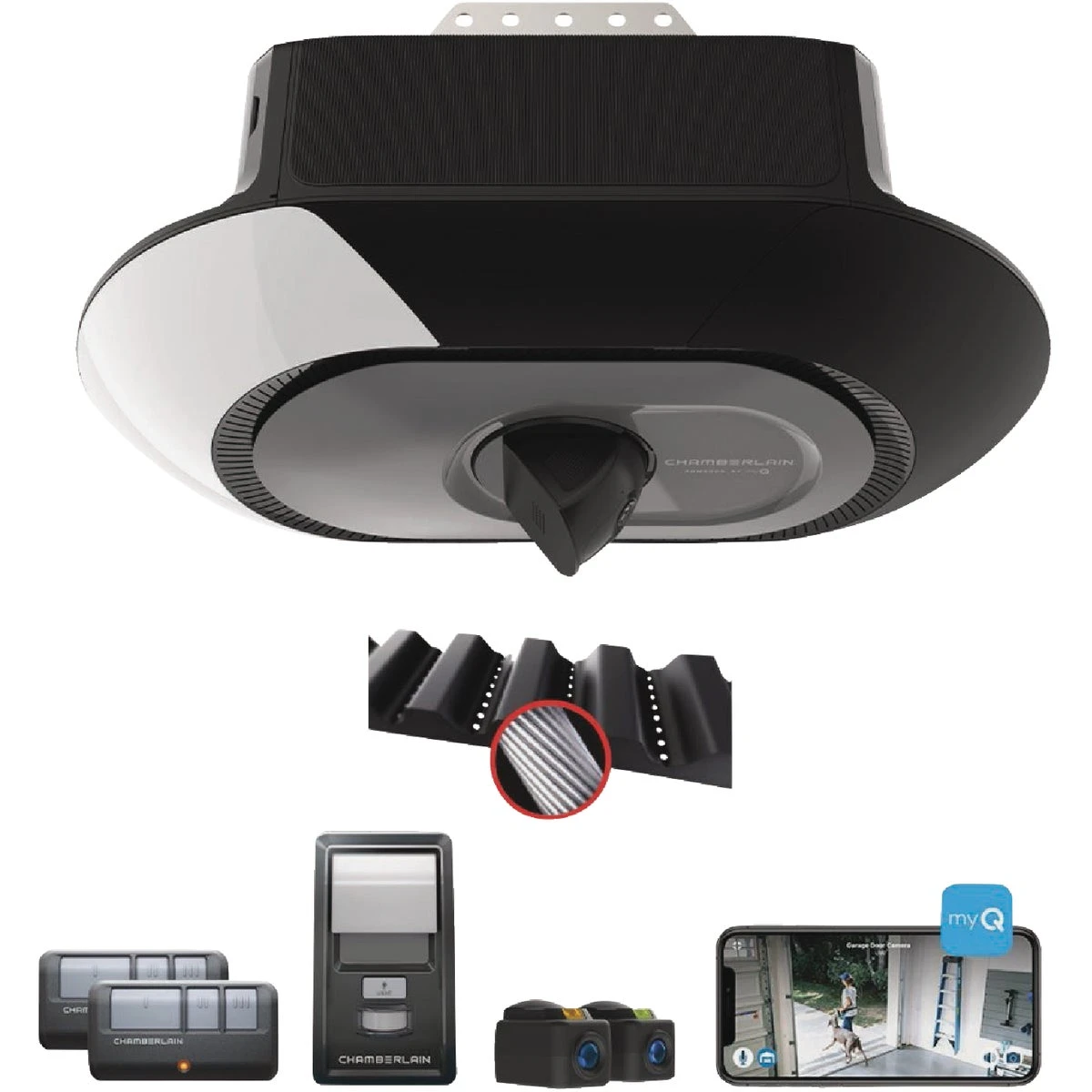 3/4 Hp Myq Secure View Smart Belt Drive Garage Door Opener With Camera