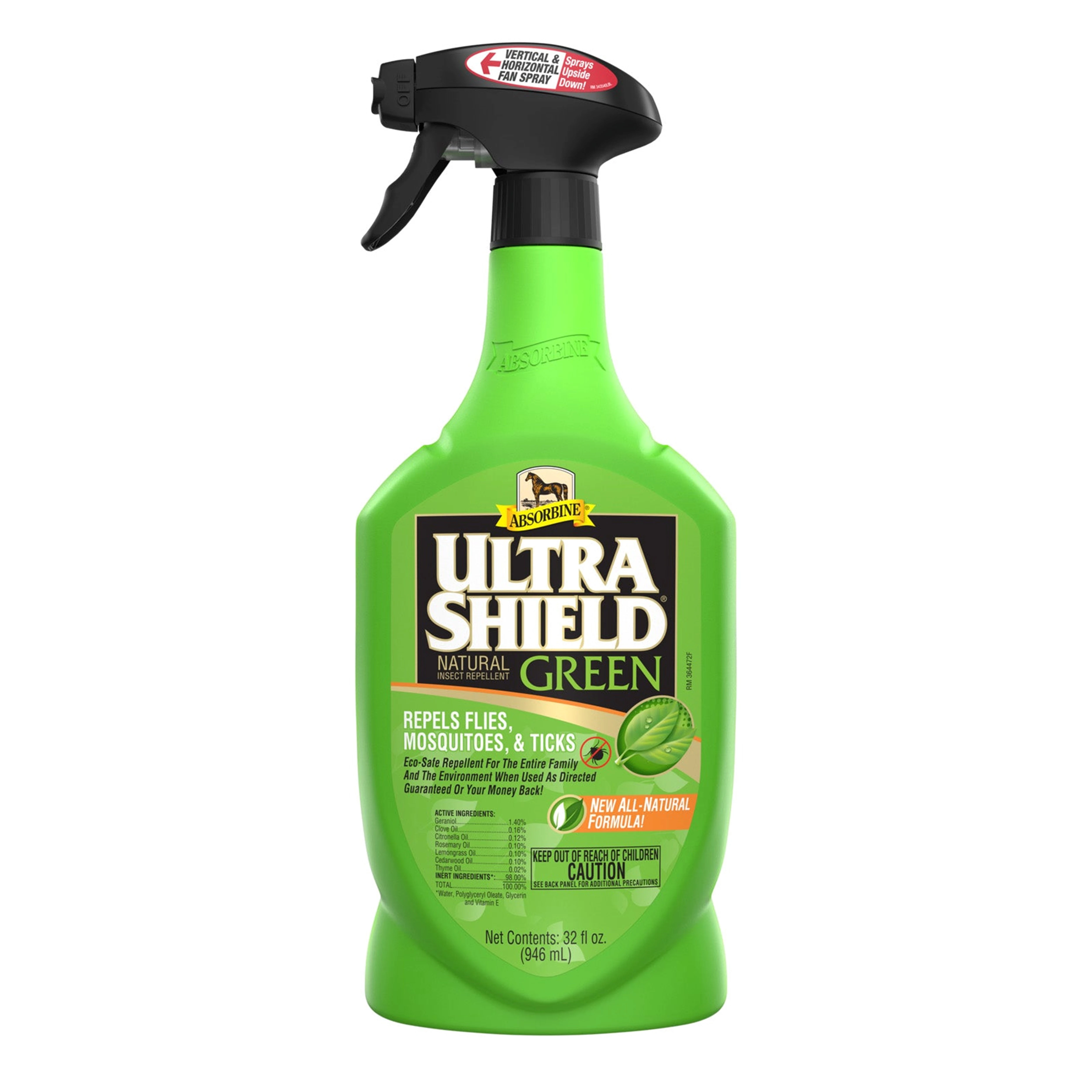UltraShield Green Natural Fly Repellent for Horses 32 Ounce Spray
