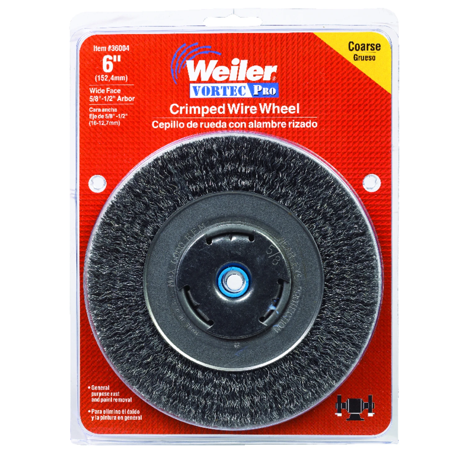 Vortec Pro 6 In. Crimped Coarse Wire Wheel Brush For Bench Grinders