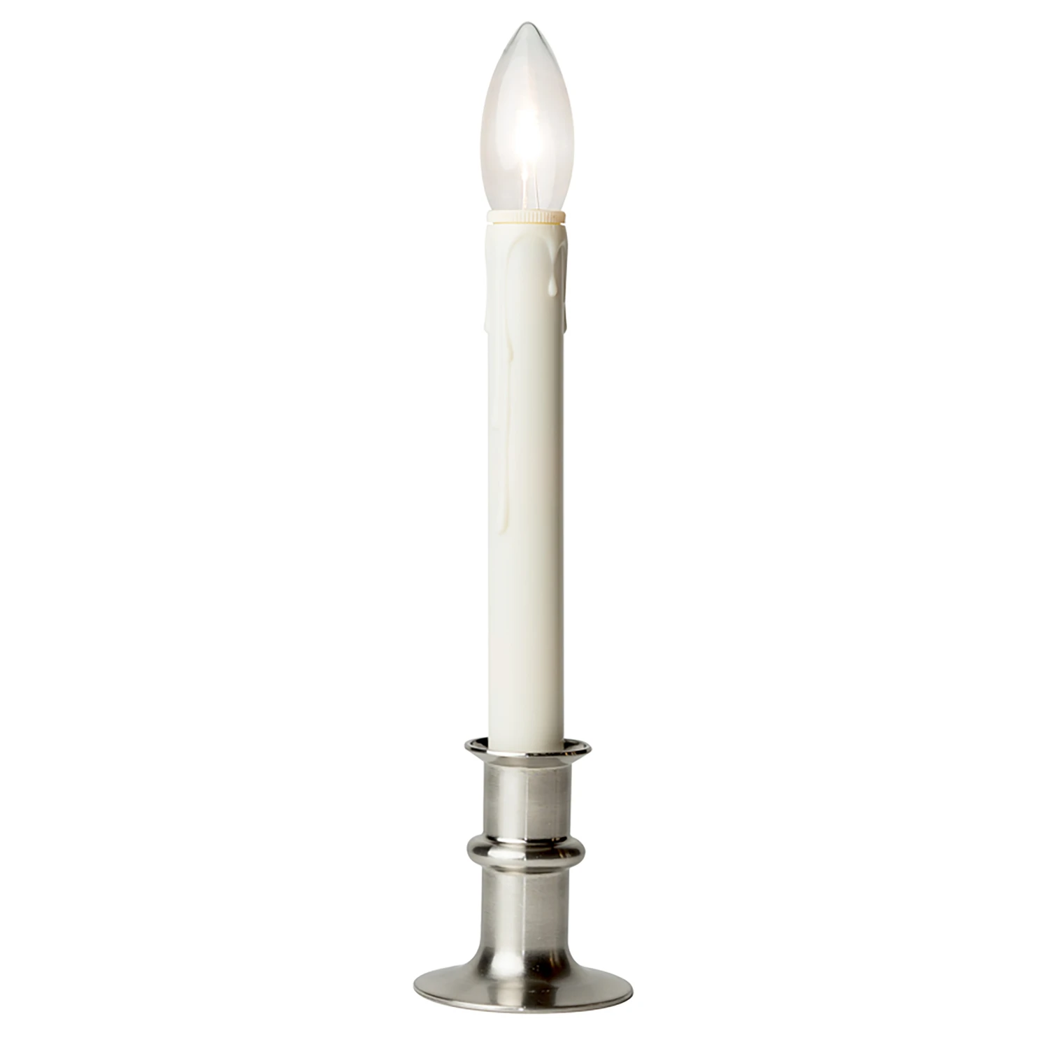 Bushed Nickel Led Battery Operated Taper Window Candle 11-13 Inches