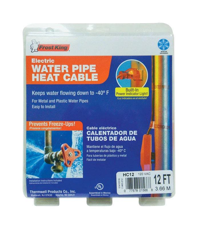 12 Ft. L Heating Cable For Water Pipe With Built-in Thermostat