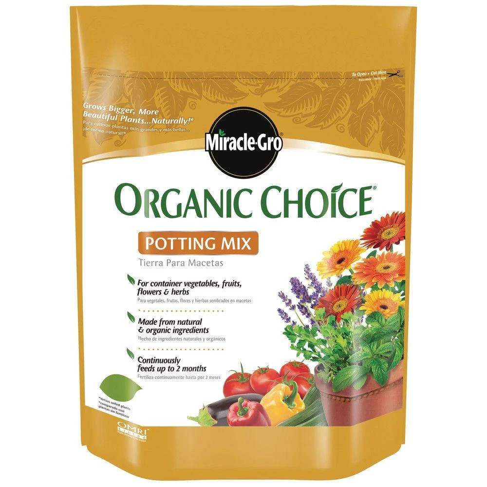 8 Quart Organic Choice Potting Mix By Miracle Gro - Ideal For All Plants