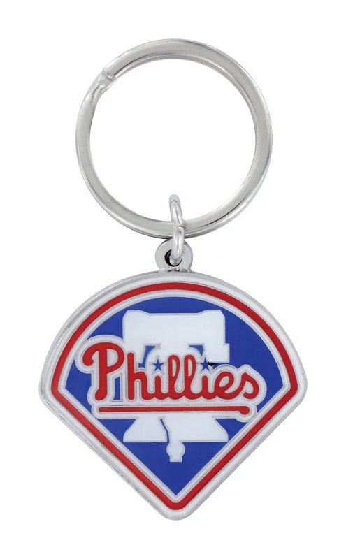 Philadelphia Phillies Mlb Tempered Steel Silver Split Ring Keychain - Model 711233