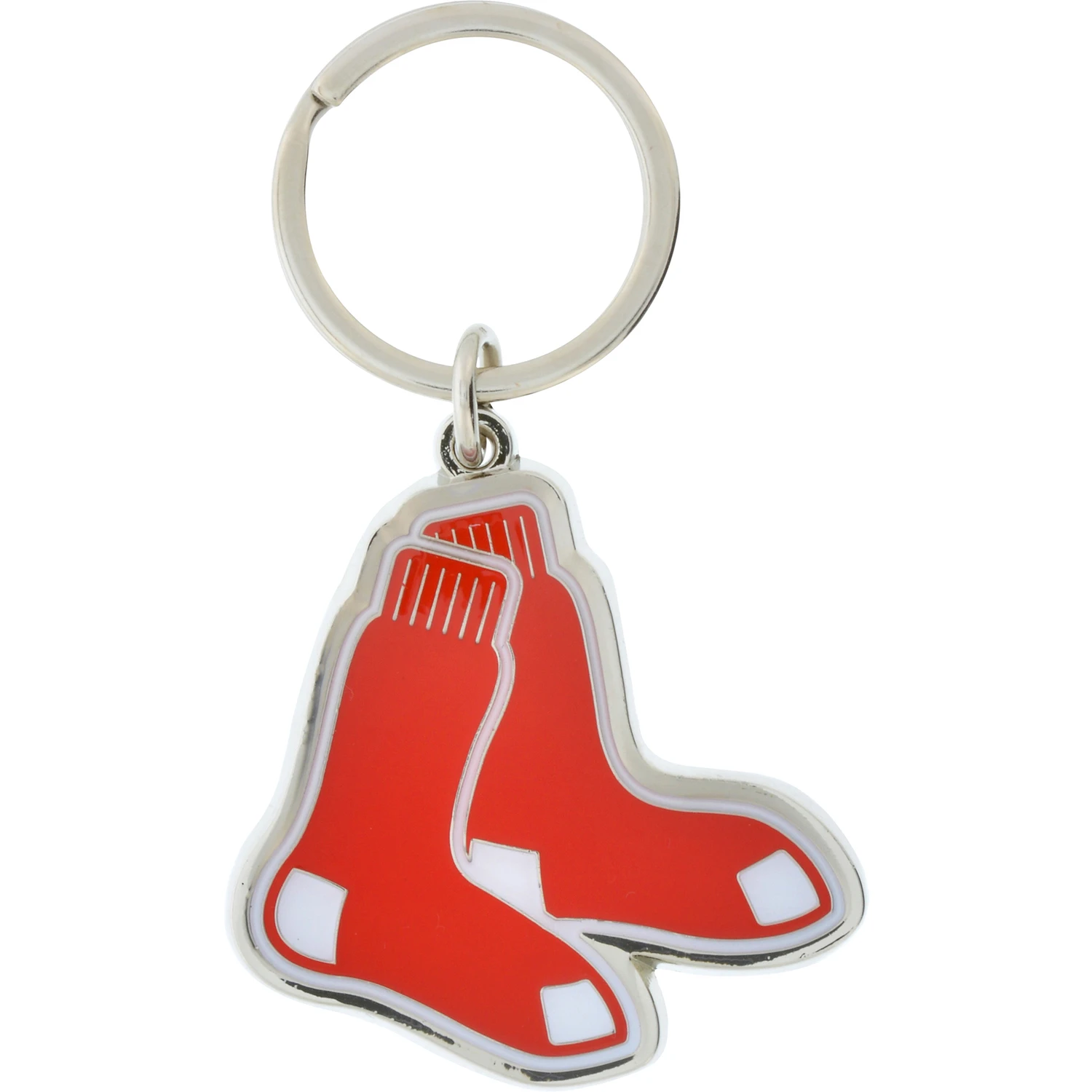Boston Red Sox Mlb Tempered Steel Silver Split Ring Keychain - Model 711242
