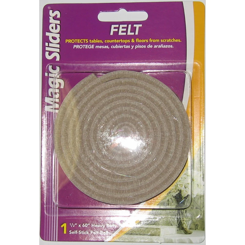 Magic Sliders Felt Self Adhesive Heavy Duty Roll Oatmeal Rectangle 60 in. W X 1/2 in. L 1 pk