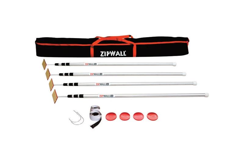 Dust Barrier Kit With 4 Aluminum Poles, Zippers, And Gripdisk Pads