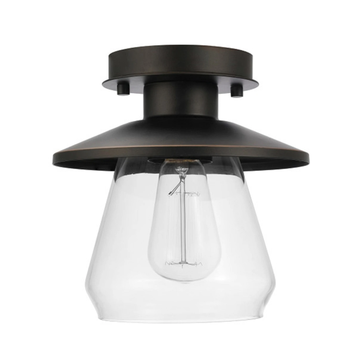 Semi-Flush Mount Pendant Light Fixture in Bronze Finish