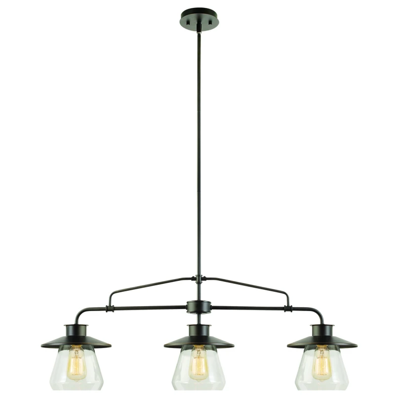 3-light Pendant With Clear Glass Shades In Oil Rubbed Bronze Finish