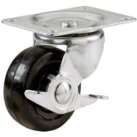 2-inch Polypropylene Wheel Swivel Plate Caster With Side Brake And 125 Lb Capacity