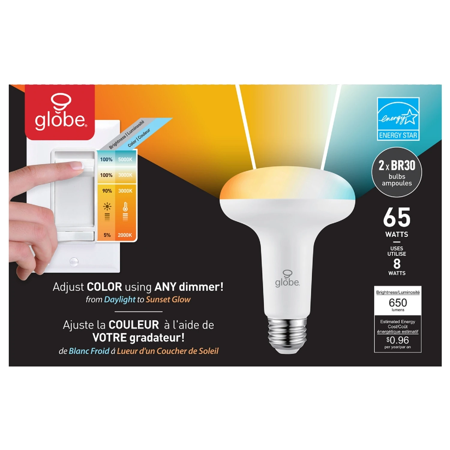 LED Duo Bright Light Bulbs, Br30, 650 Lumens, 8-Watts, 2-Pk.