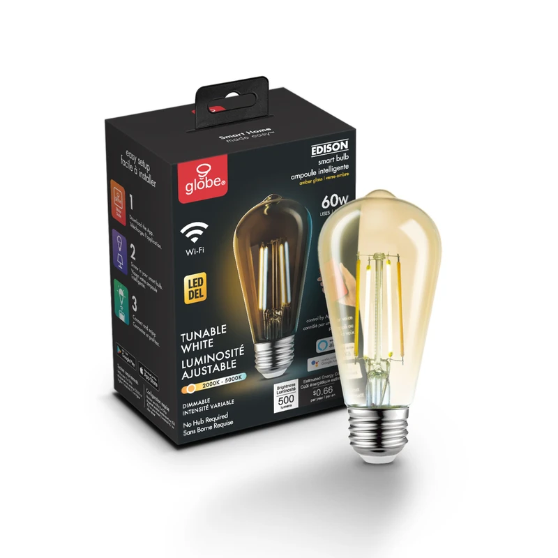 Wi-fi Smart St19 E26 Led Bulb Tunable White 60 Watt Equivalent