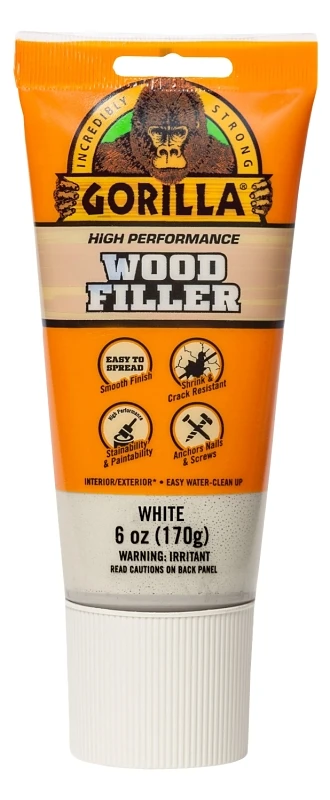 White Wood Filler 6 Ounce Tube - Durable, Paintable, Sandable