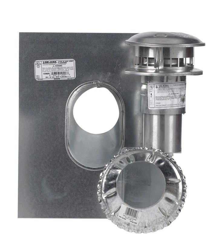 3 In. Gas Vent Termination Kit With Adjustable Roof Flashing