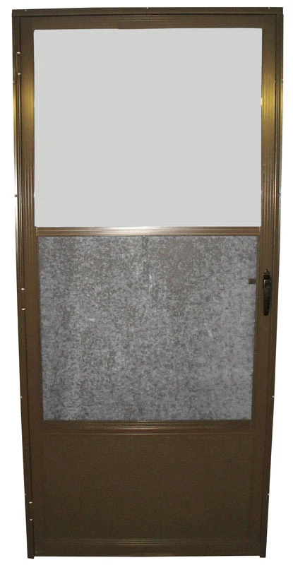 Storm Door with Self-Storing Screen, Bronze Aluminum Frame, 32 Inches by 80 Inches by 1 Inch