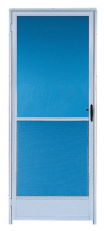 White Aluminum Screen Door With Hardware, 36 X 80 Inches, Reversible Design