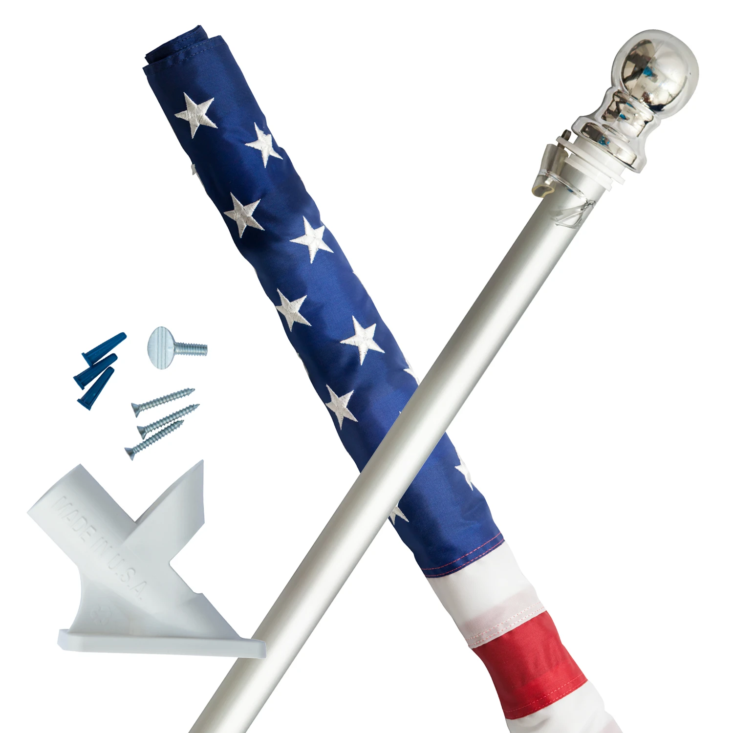 2.5 Ft. X 4 Ft. Nylon American Flag & 5 Ft. Spinning Pole Kit