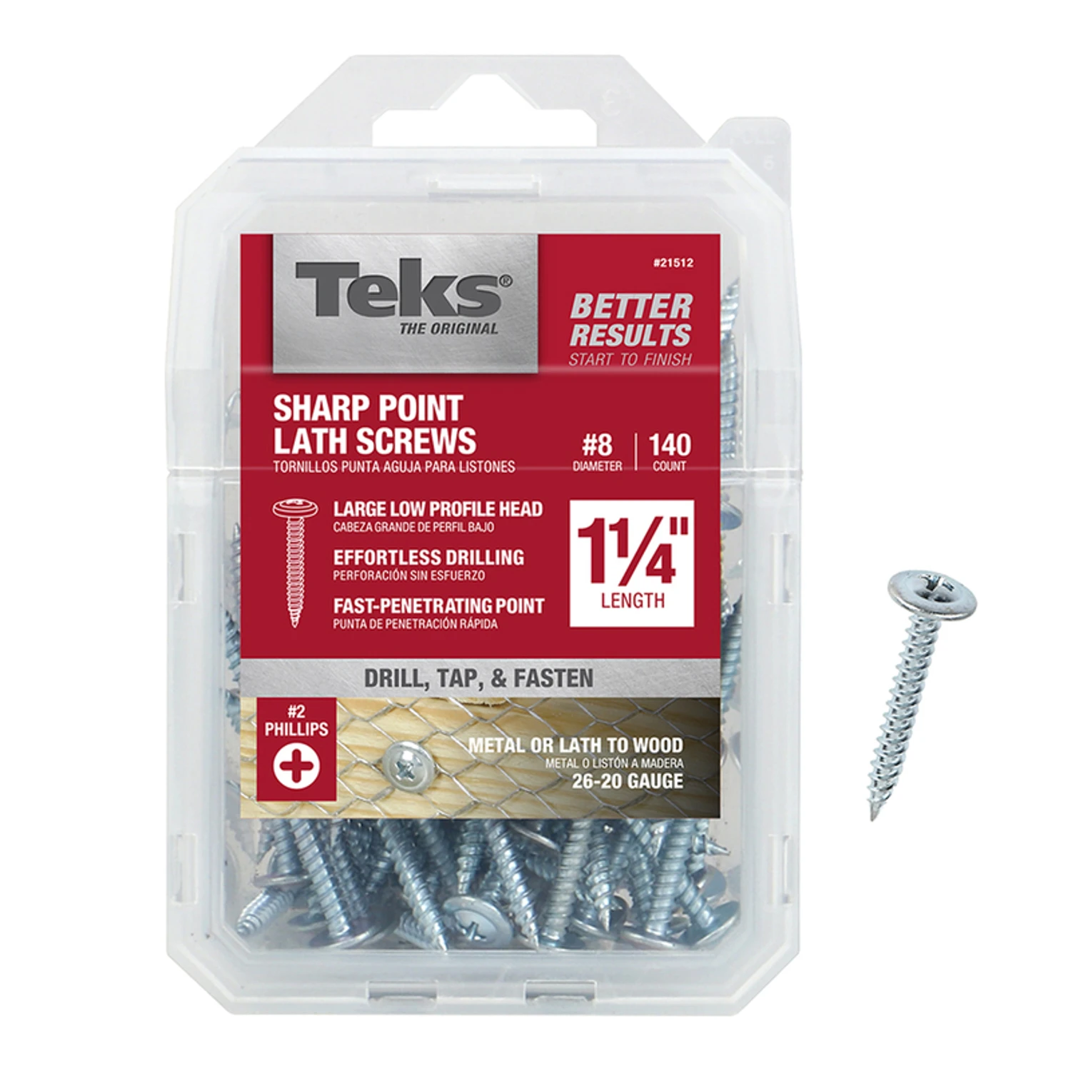 Lathe Sharp-Point Screws, #8 x 1-1/4 In., 140-Pk.