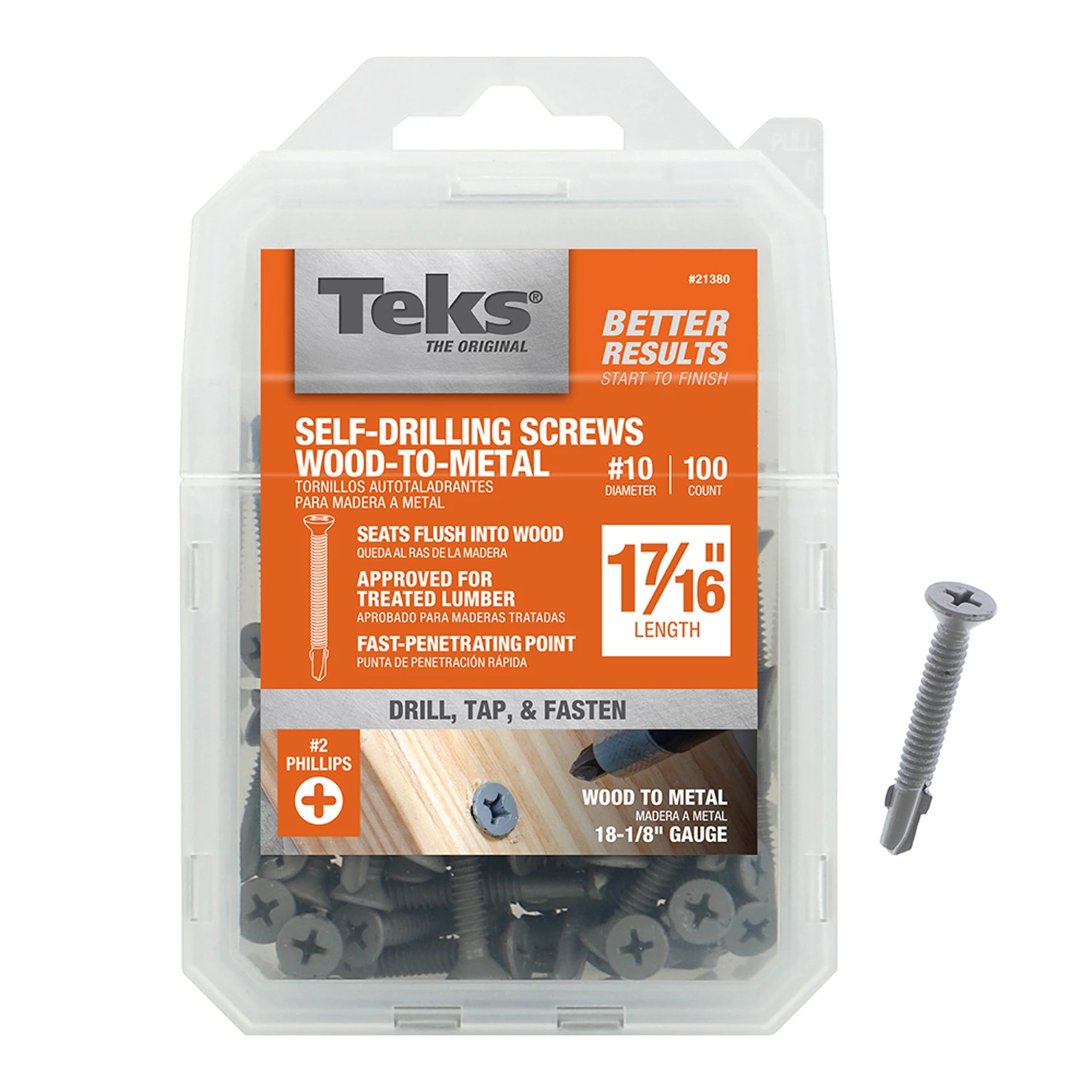 Self-Tapping Screws, Phillips, 1-7/16 In. x #10, 100-Pk.