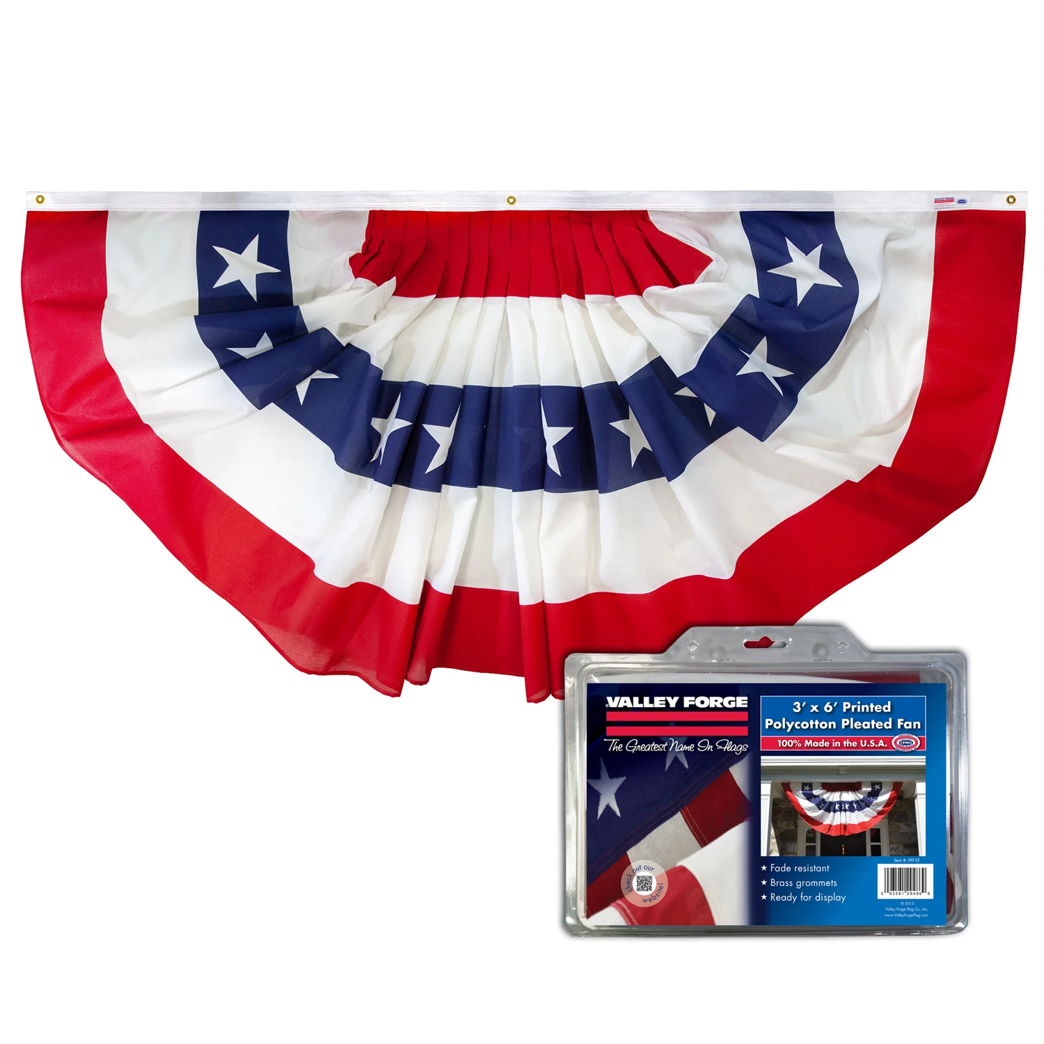3 Ft. W. X 6 Ft. L. Polycotton American Fan Flag Bunting