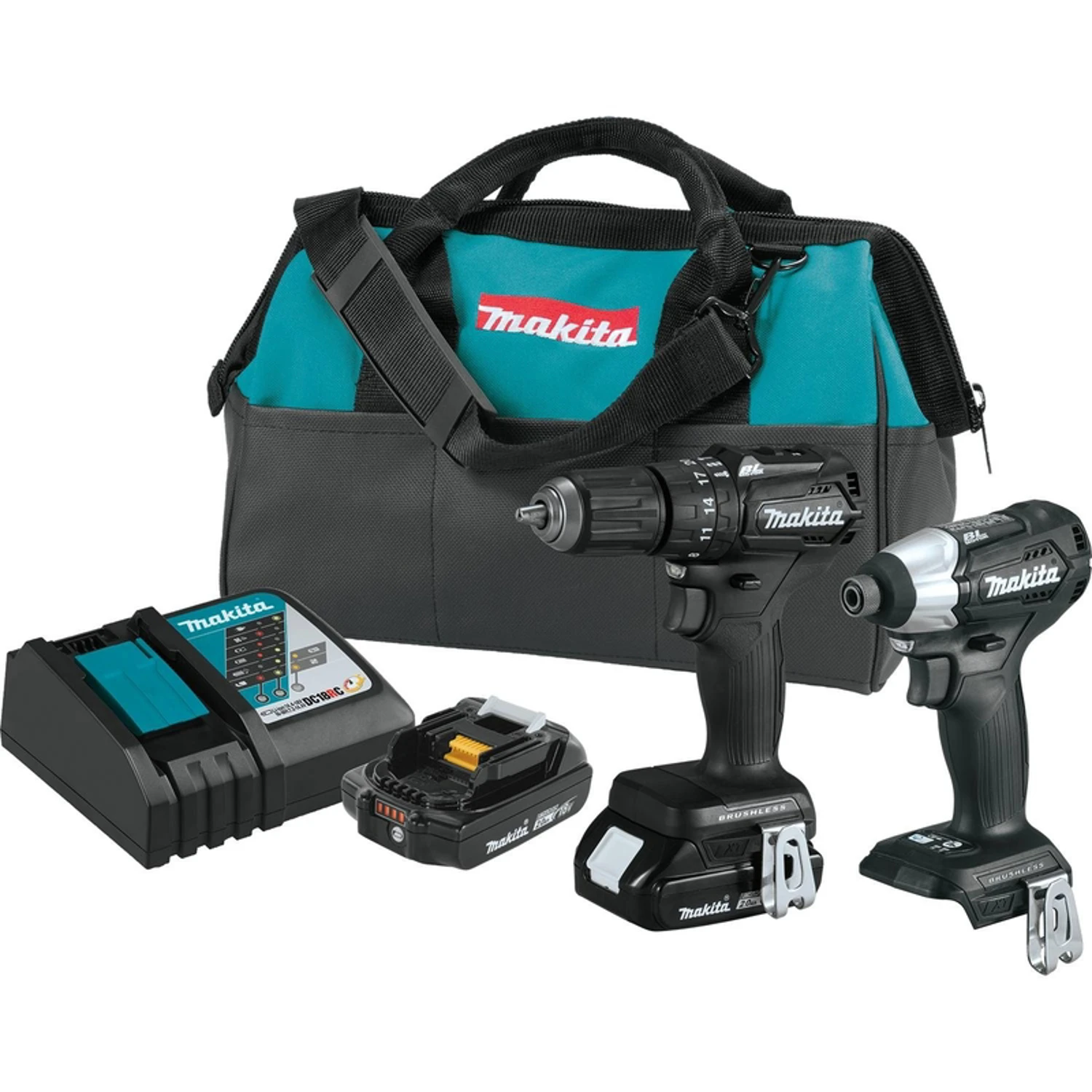 2-Piece 18-Volt LXT Sub-Compact Cordless Impact Driver and Hammer Driver Drill Combo Kit with Brushless Motor and Two Lithium-Ion Batteries