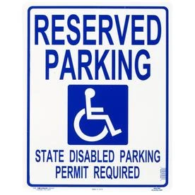 Handicapped Parking Sign, 19 X 15-inch, Durable Plastic With Blue Symbol
