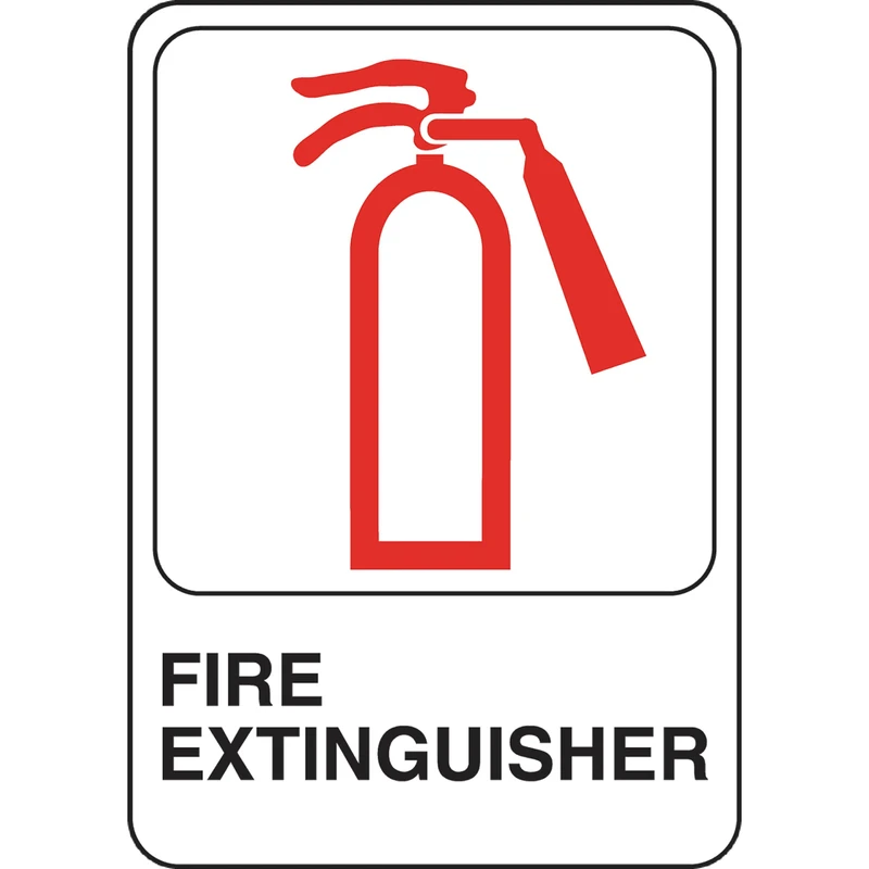 English White Fire Extinguisher Sign 7 In. H X 5 In. W - Durable Plastic
