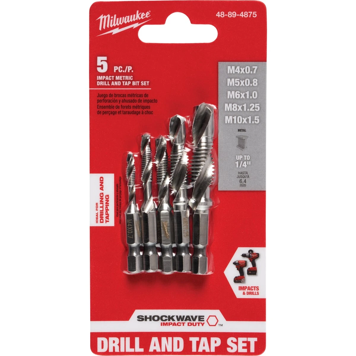Shockwave 5-piece Metric Impact Drill Tap Bit Set - Model 48-89-4875