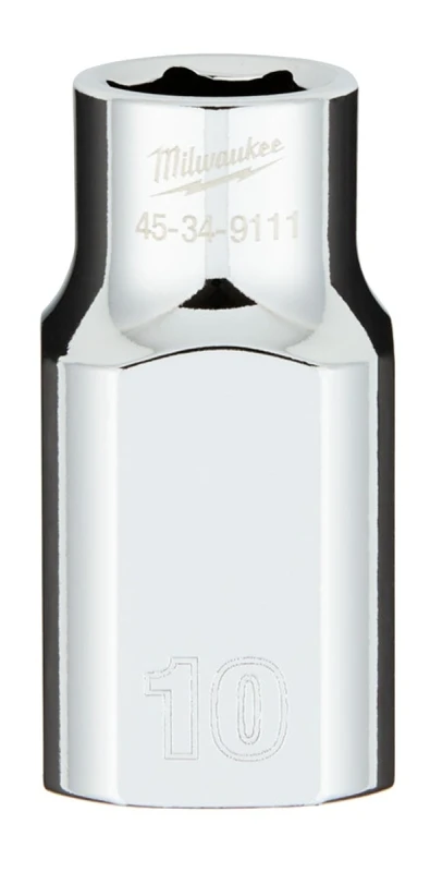 1/2 In. Drive 10 Mm 6-point Shallow Metric Socket With Four Flat Sides