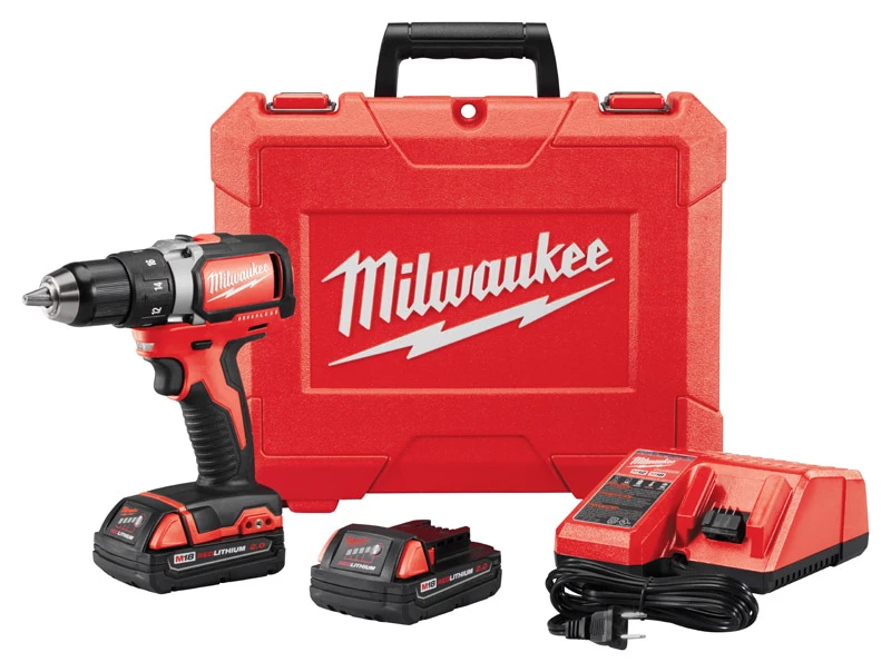 M18 18-Volt Compact Drill Driver Kit with Brushless Motor, 1/2-Inch Chuck, Includes Two Lithium-Ion Batteries