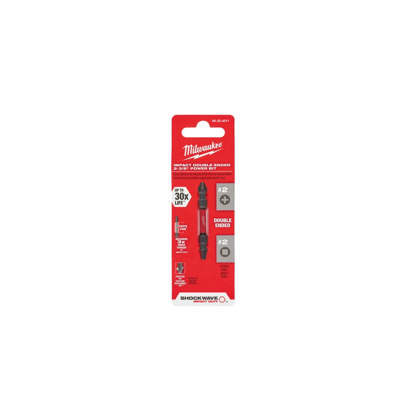 Shockwave #2 Phillips & #2 Square Recess Double-end Power Bit 2-3/8 In.