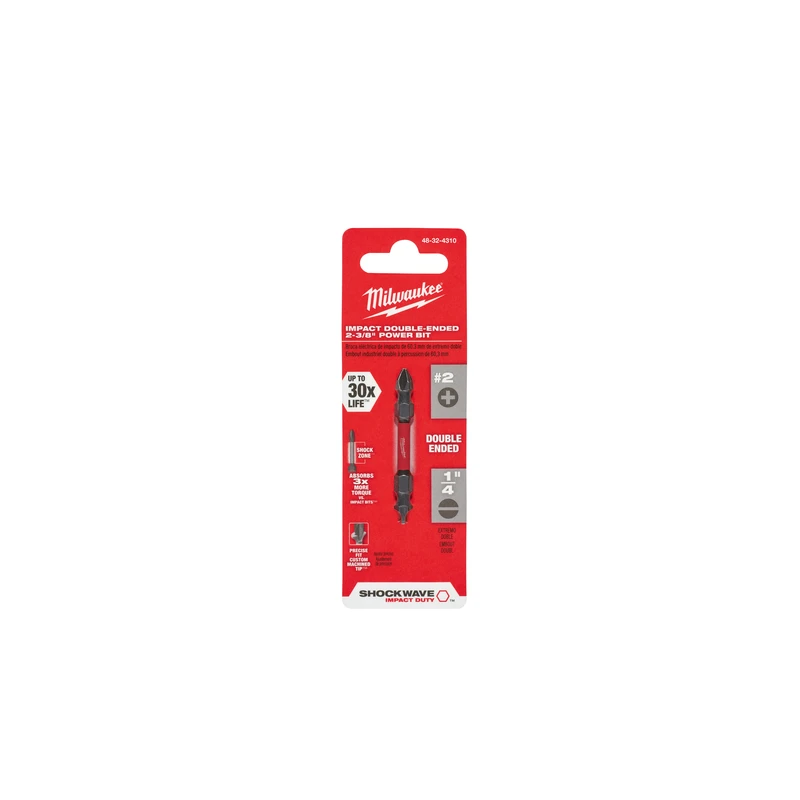 Shockwave #2 Phillips And 1/4 In. Slotted Double-end Power Bit 2-3/8 In.