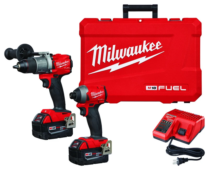 Milwaukee M18 Fuel Hammer Drill and Impact Driver Kit, 2-Tool Set with Batteries and Charger