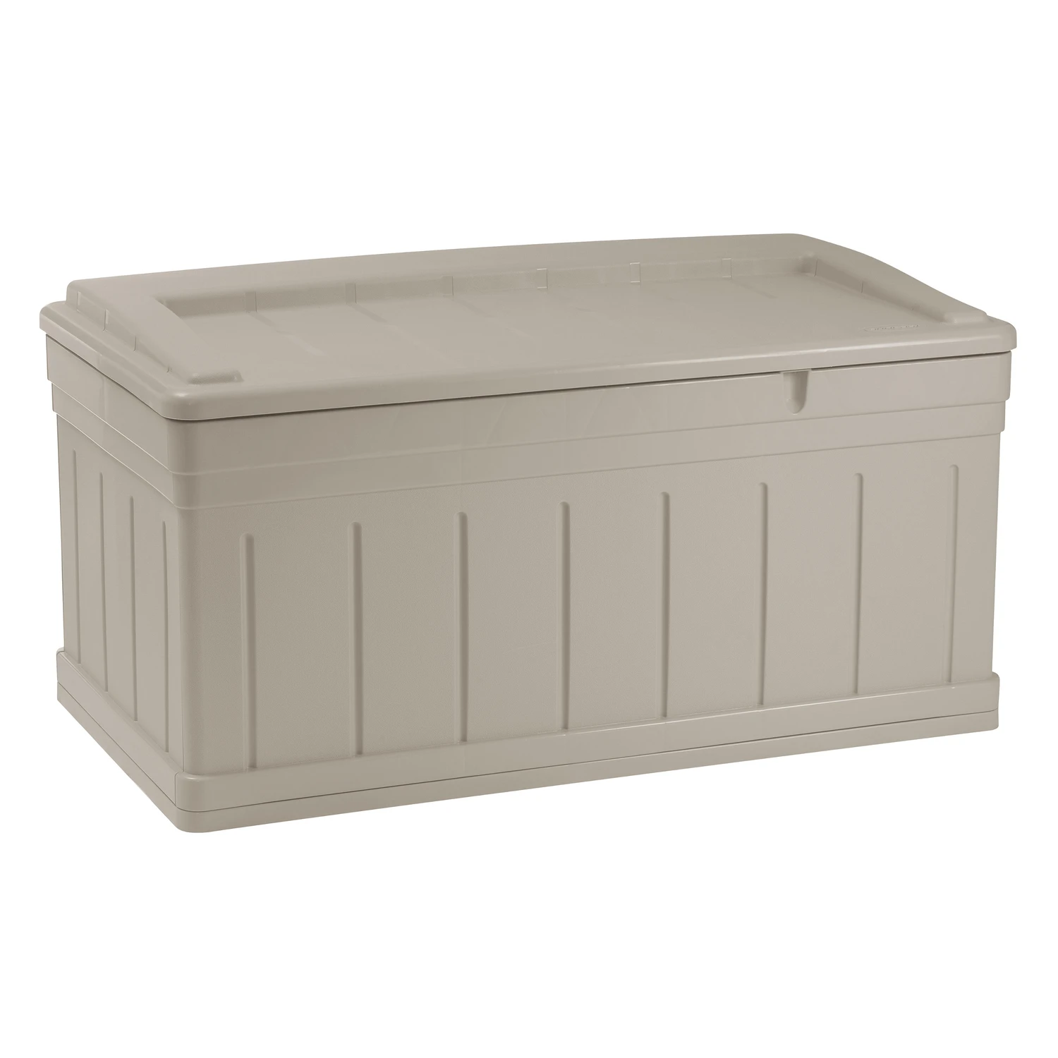 53 In. W X 29 In. D Beige Plastic Deck Box With Seat, 129 Gallons
