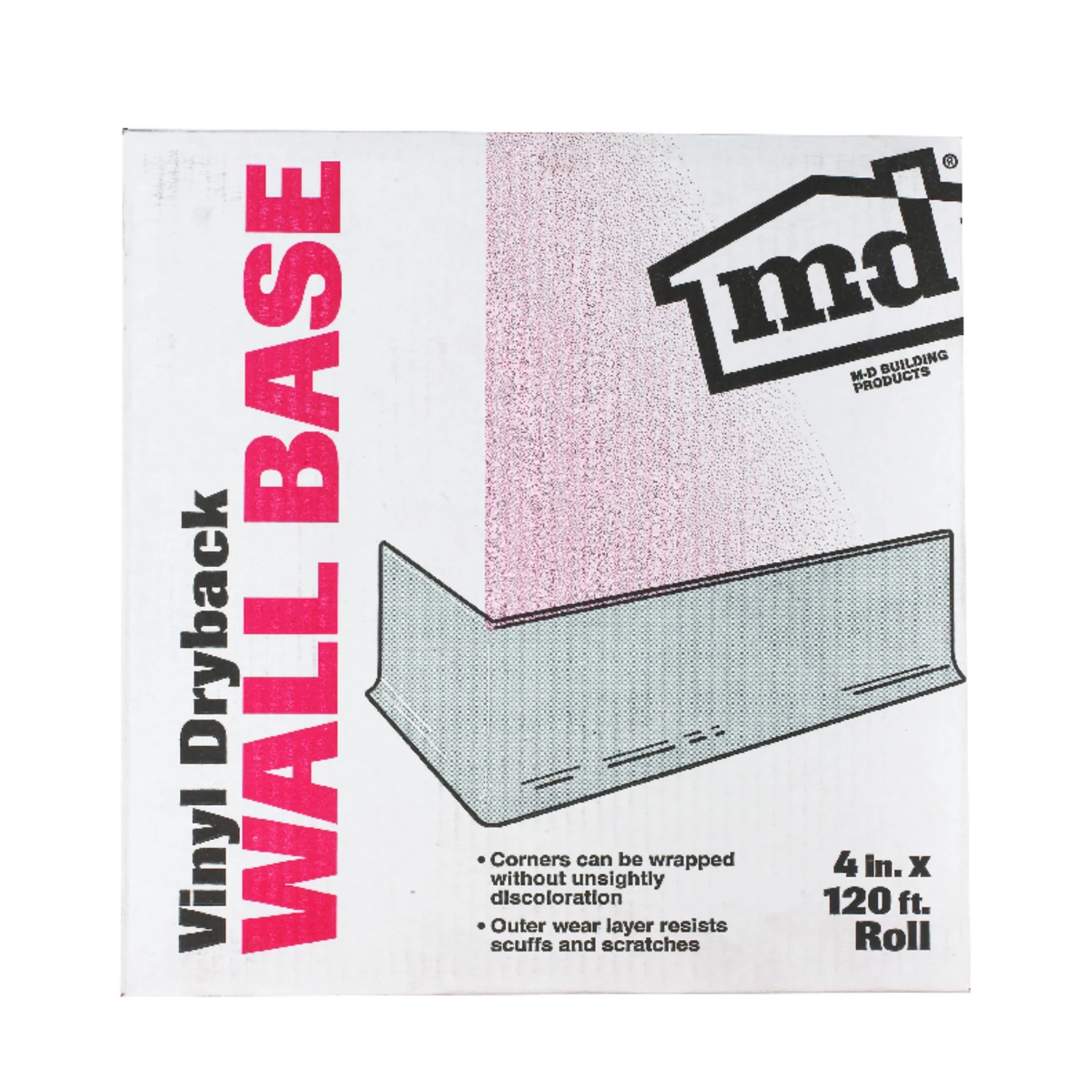 4 Inch by 120 Foot White Vinyl Wall Base Molding