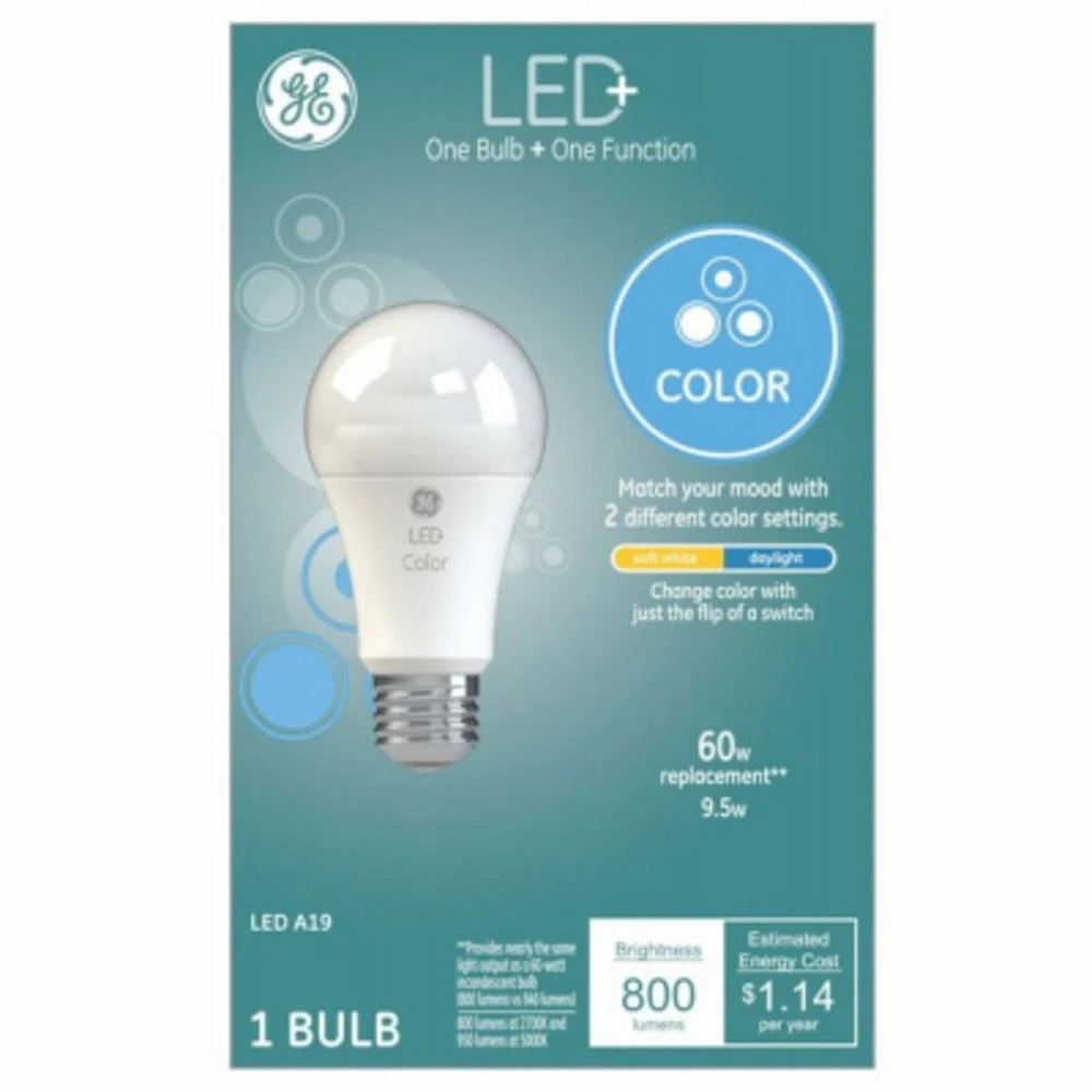 Led Color Changing Bulb With Remote, A19, 9 Watt, 800 Lumens, 10 Colors