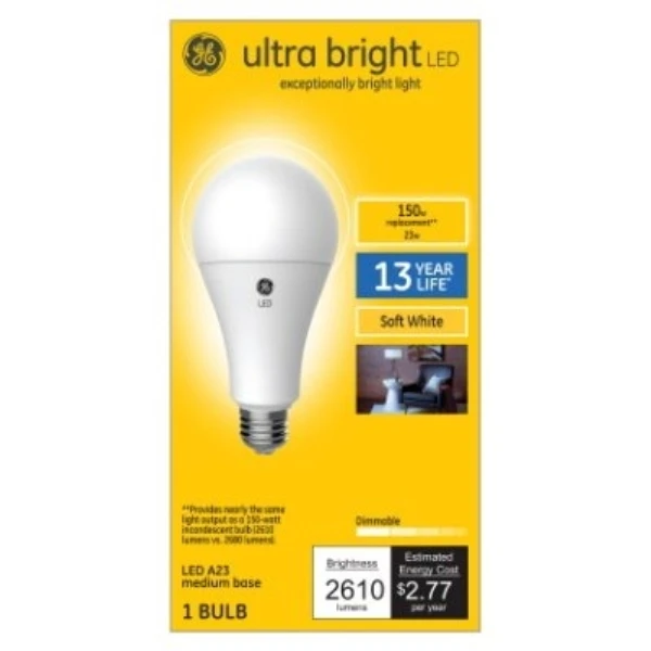 Led Ultra Bright Light Bulb, 23w, Medium Base, Soft White, 2610 Lumens, 15,000 Hour Life
