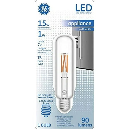 Led Appliance Light Bulb, Candelabra Base, 7 Watt Replaces 15 Watt, Clear Finish